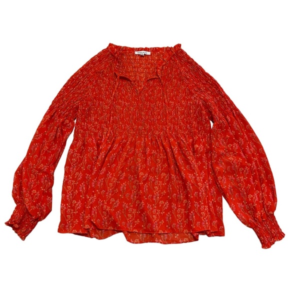 Rose + Olive Red Floral Smocked Blouse - Size XL - Picture 1 of 5